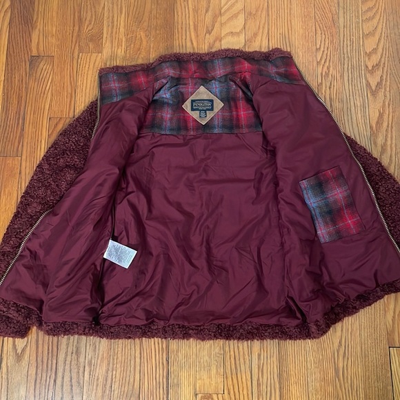 Pendleton Fuzzy Hi-Pile Fleece Full-Zip Teddy Jacket Women’s  M Maroon - Picture 7 of 10